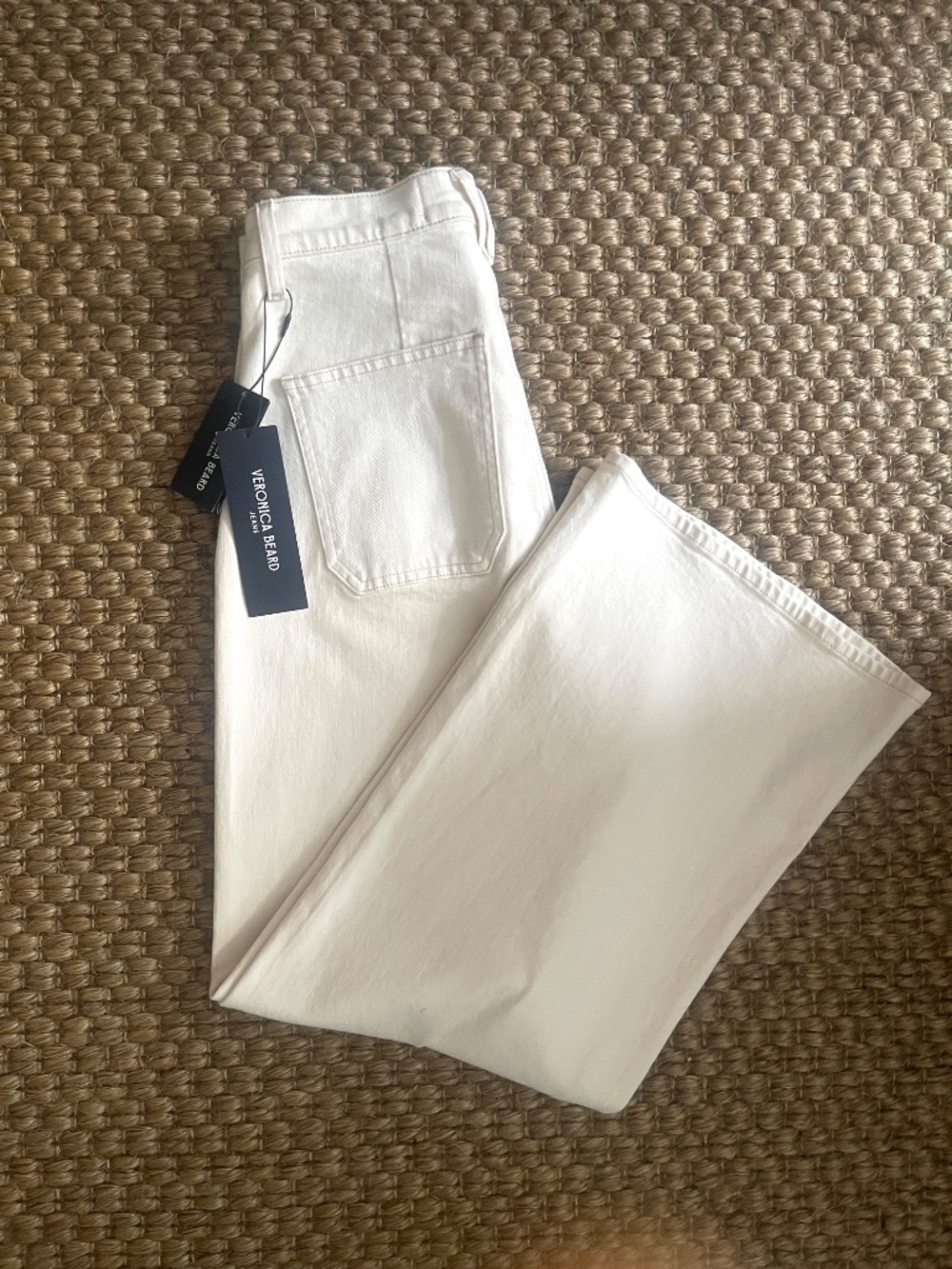 NWT Veronica Beard Grant Wide Leg Crop High Rise Jeans Ecru size 27